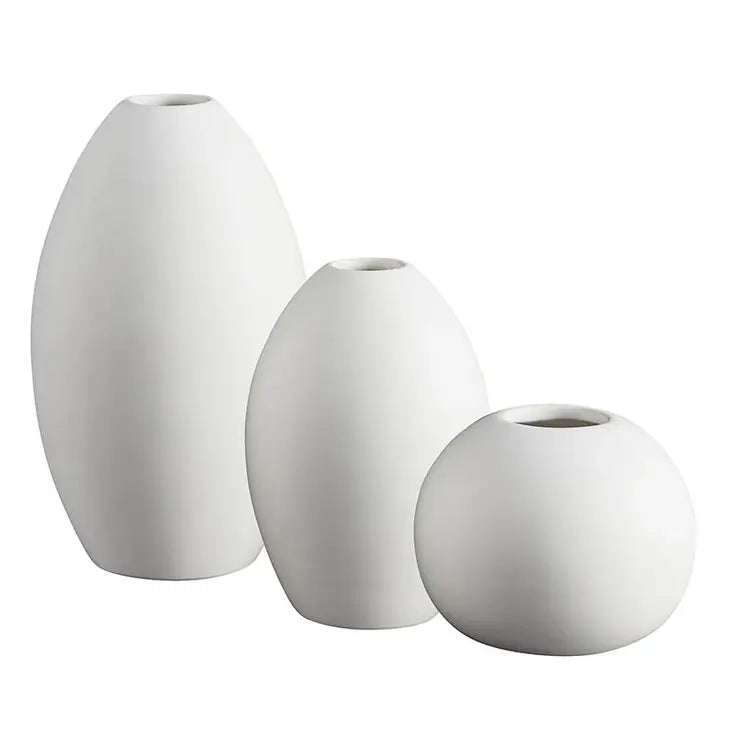 White Matte Vase Set Of 3