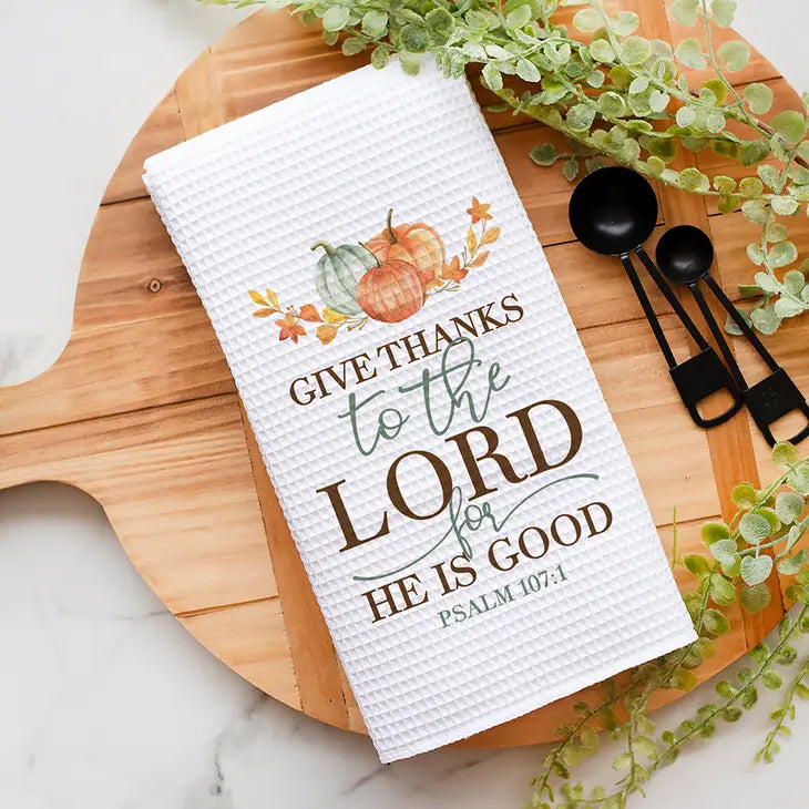 Fall Give Thanks Tea Towel