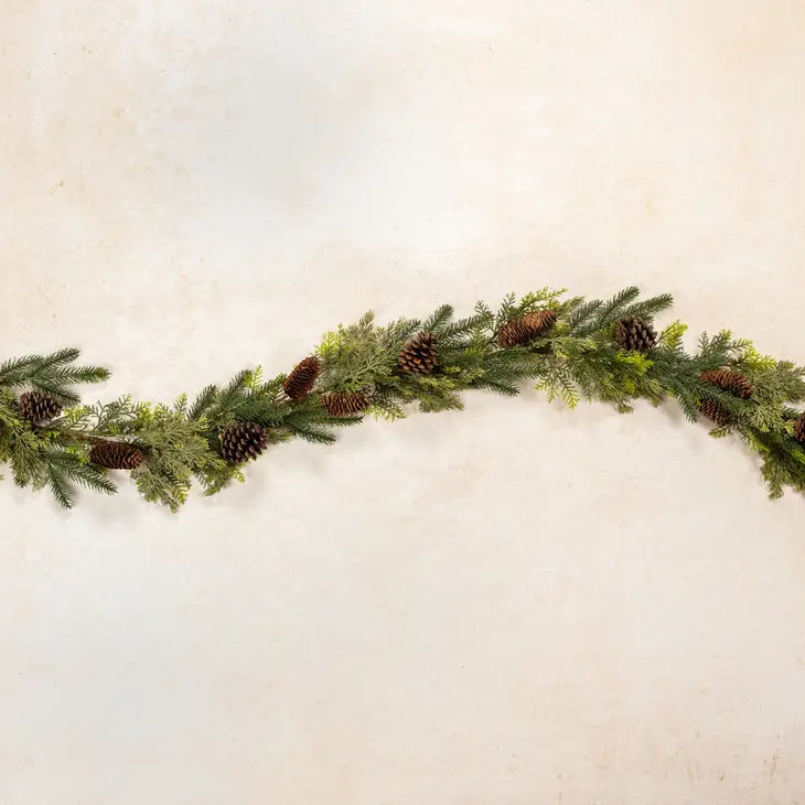 Mixed Cedar & Pine With Pinecones Garland