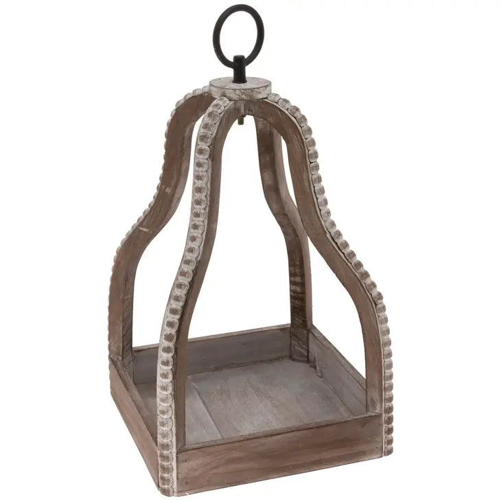 White Wash Beaded Lantern