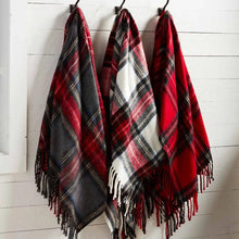 Load image into Gallery viewer, Gray Tartan Fringe Throw
