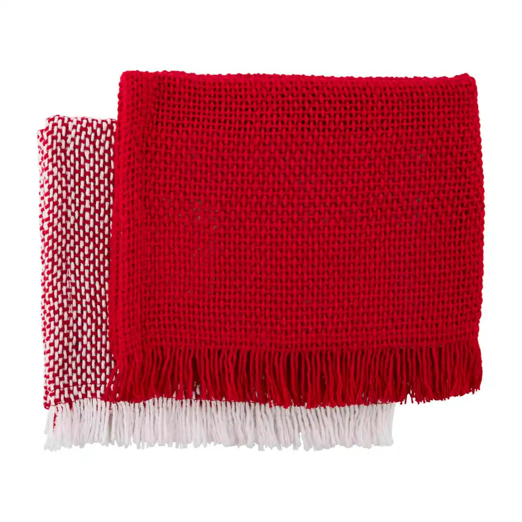 Red/White Woven Towel Set