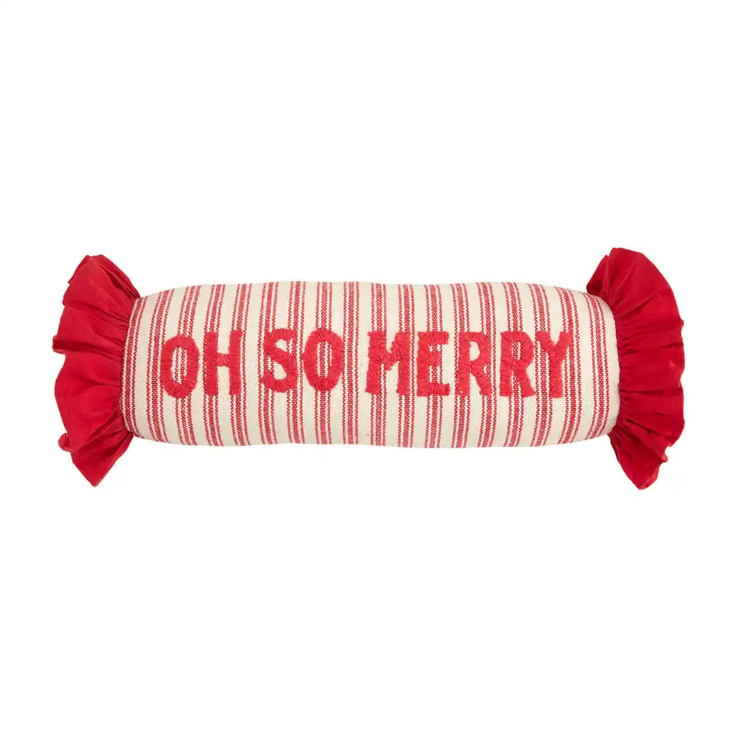 Oh So Merry Ruffle Bolster Pillow
