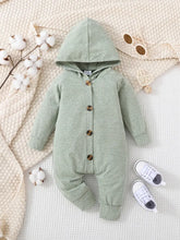 Load image into Gallery viewer, Mint Green Button Down Hooded Romper
