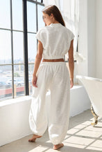 Load image into Gallery viewer, White Two Piece Crop &amp; Jogger Set

