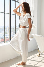 Load image into Gallery viewer, White Two Piece Crop &amp; Jogger Set
