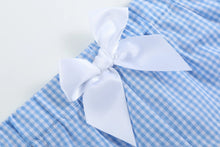 Load image into Gallery viewer, Girls Light Blue Gingham Golf Tee and Shorts 2pc Set
