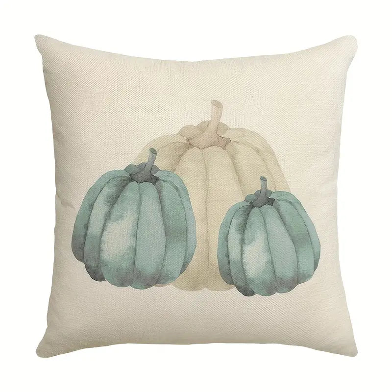 Teal and White Pumpkin Pillow