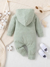 Load image into Gallery viewer, Mint Green Button Down Hooded Romper
