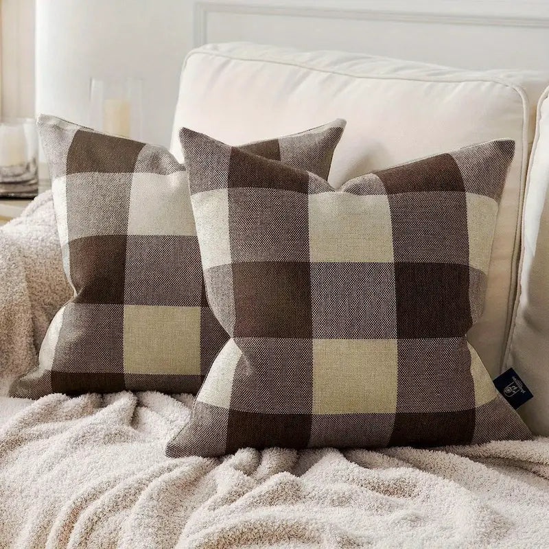Brown Check Pillow