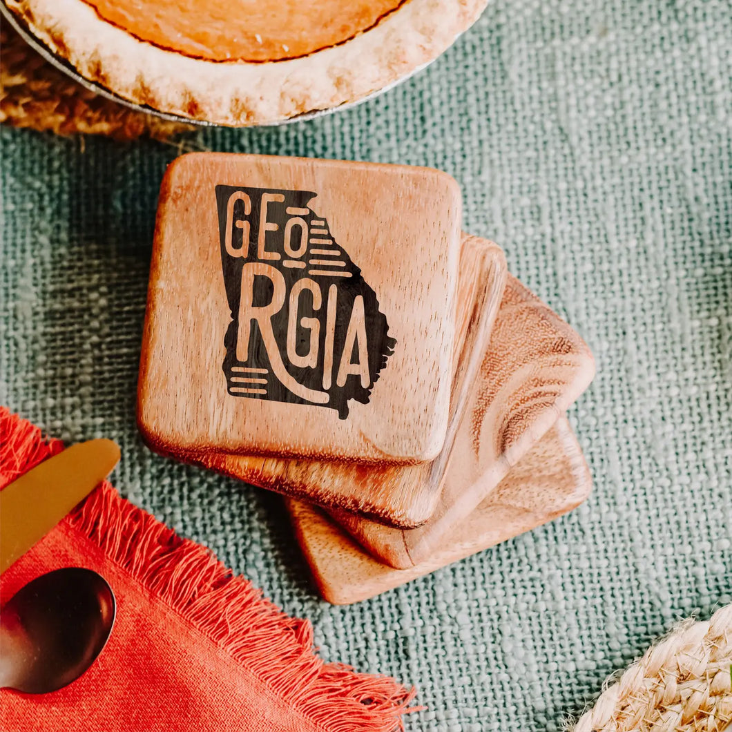 Georgia State Map Coasters Set Of 4