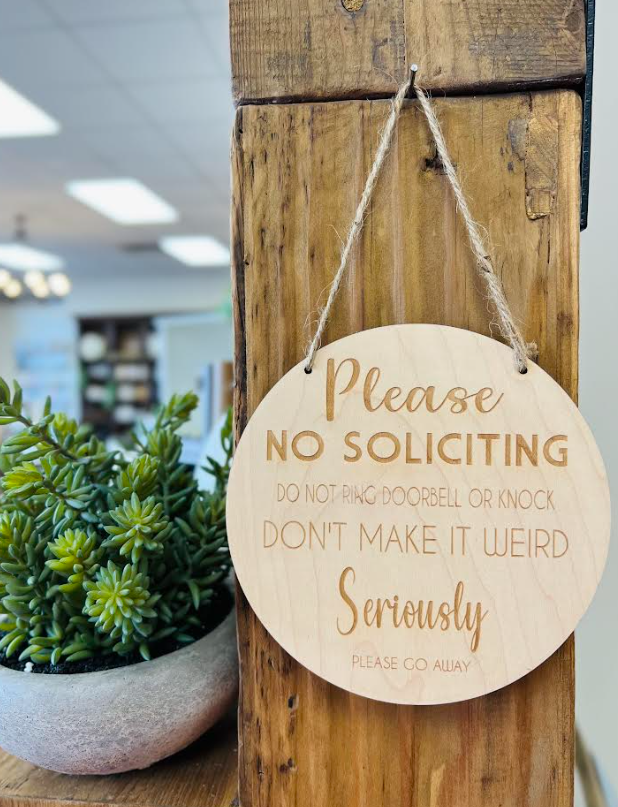 No Soliciting Wooden Sign