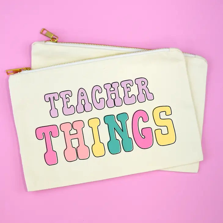 Teacher Things Cosmetic Bag, Makeup Bag, Teacher Appreciation