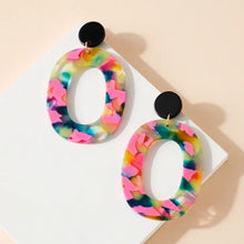 Load image into Gallery viewer, Multicolor Oval Dangling Earrings
