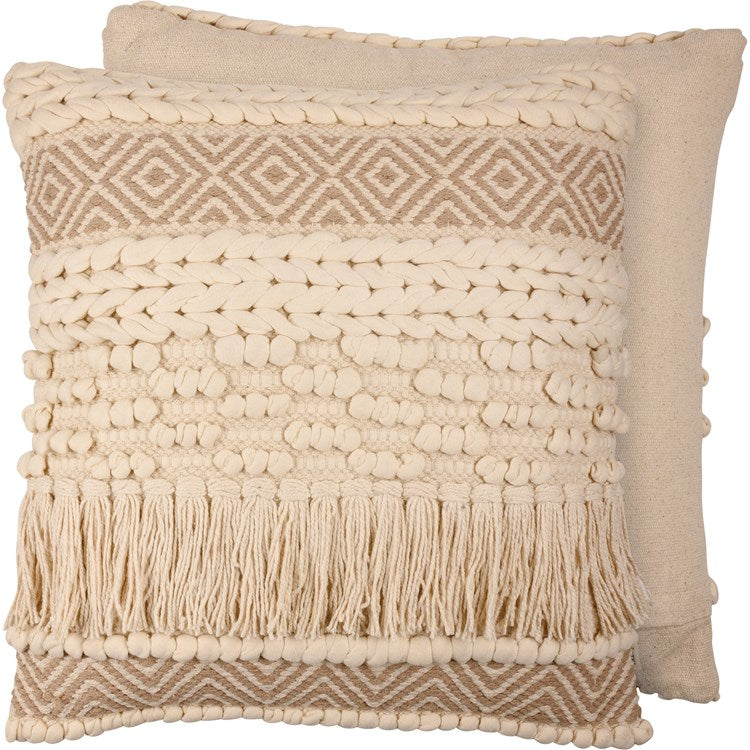 Tan Tassels Pillow