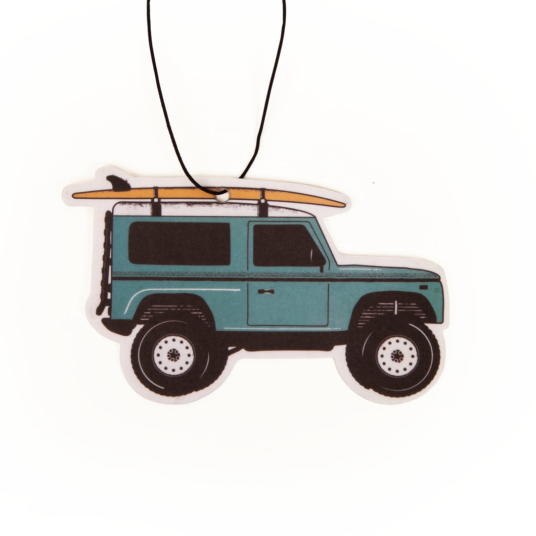 Defender with Surfboard Car Air Freshener