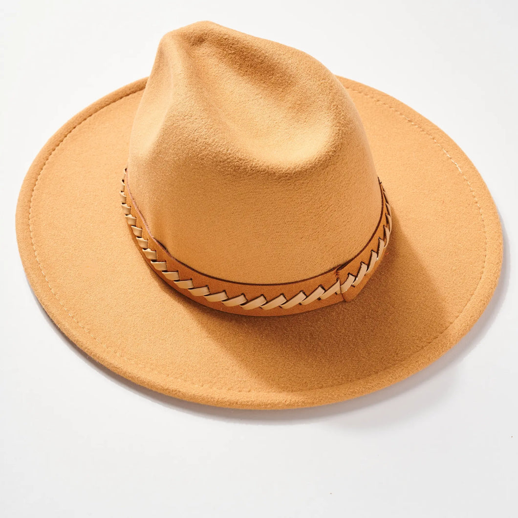 Braided Leather Strap Panama Hat